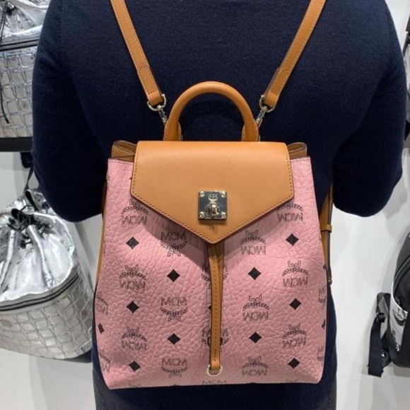 MCM Handbags - MCM Mini Visetos MFO Soft Pink Leather Backpack/ Crossbody